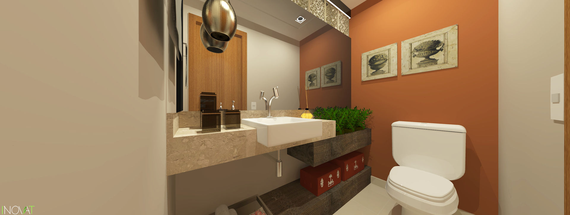 apartamento ecoville, INOVAT Arquitetura e interiores INOVAT Arquitetura e interiores Modern bathroom Wood Wood effect