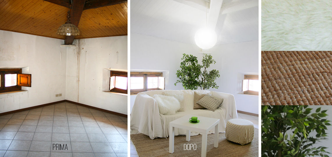 Home Staging per la Mansarda, Rifò Rifò Salas de estar modernas