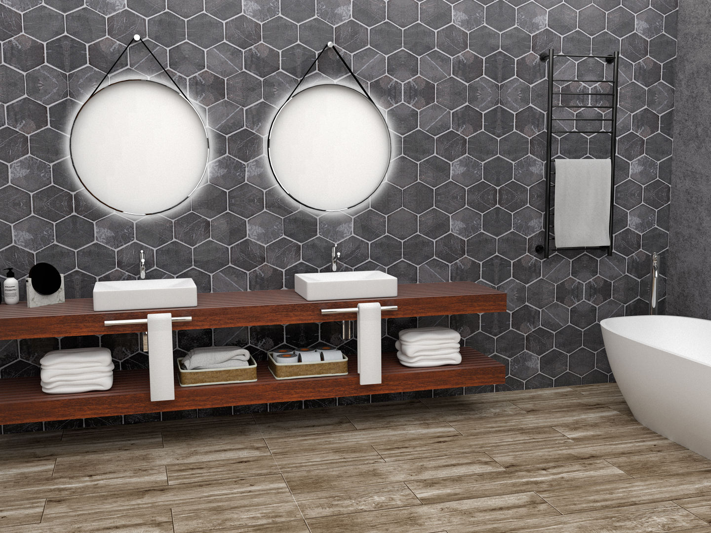 BAÑO PRINCIPAL, JACH JACH Phòng tắm phong cách hiện đại Gỗ Wood effect