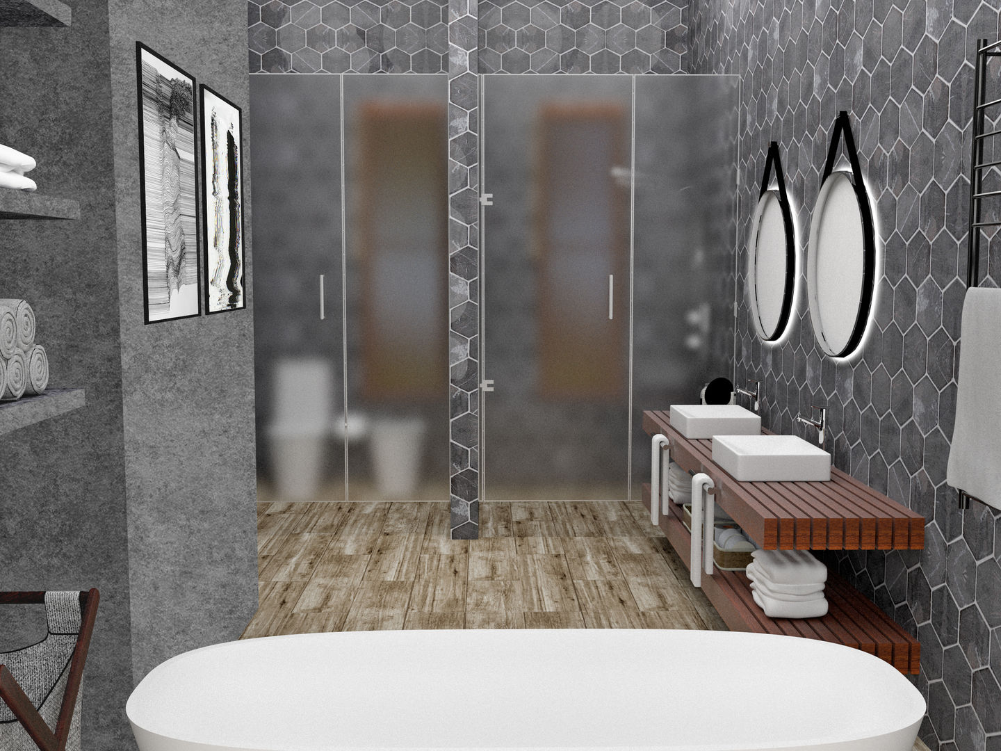 BAÑO PRINCIPAL, JACH JACH Salle de bain moderne Bois Effet bois