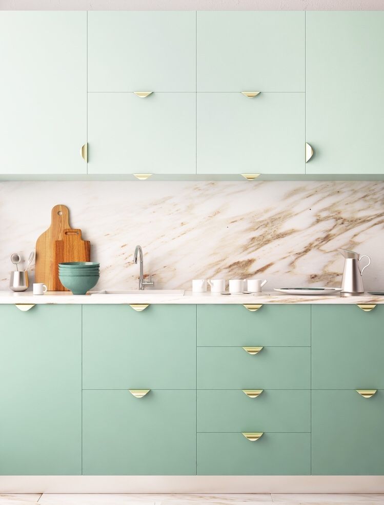 Modern Kitchen In Mint Rebel Designs Classic style kitchen Plywood Storage