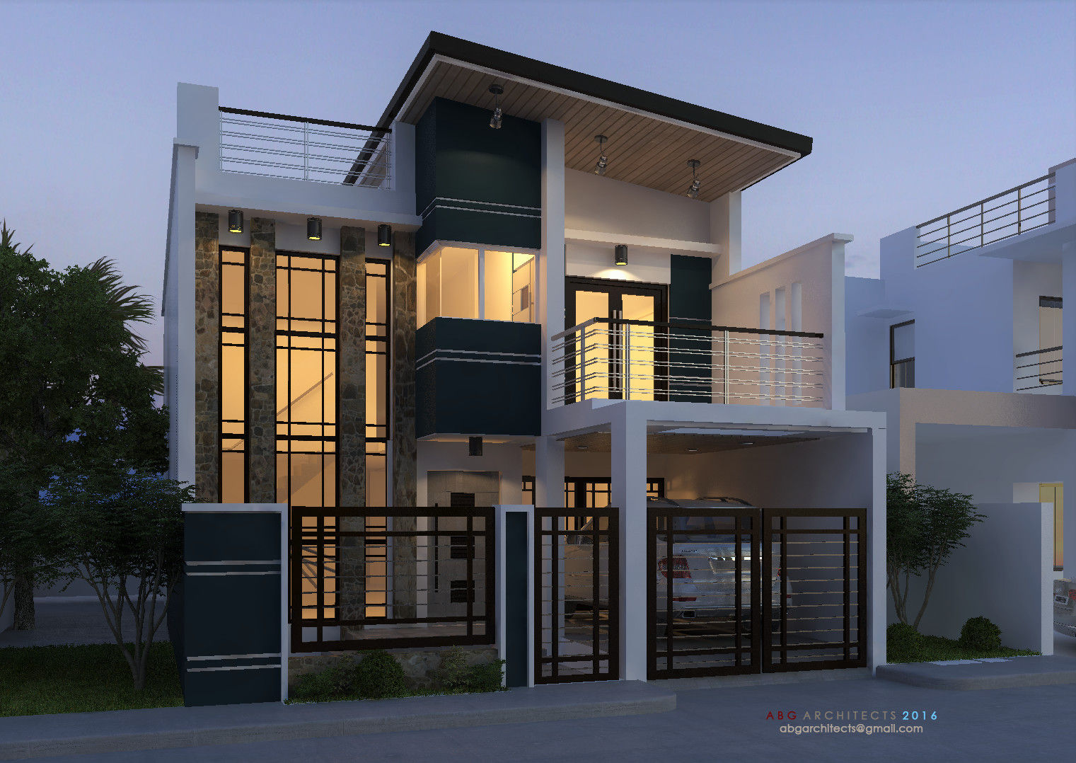 Proposed two storey residential building with a facade of mixed modern, contemporary, ABG Architects and Builders ABG Architects and Builders Moderne huizen