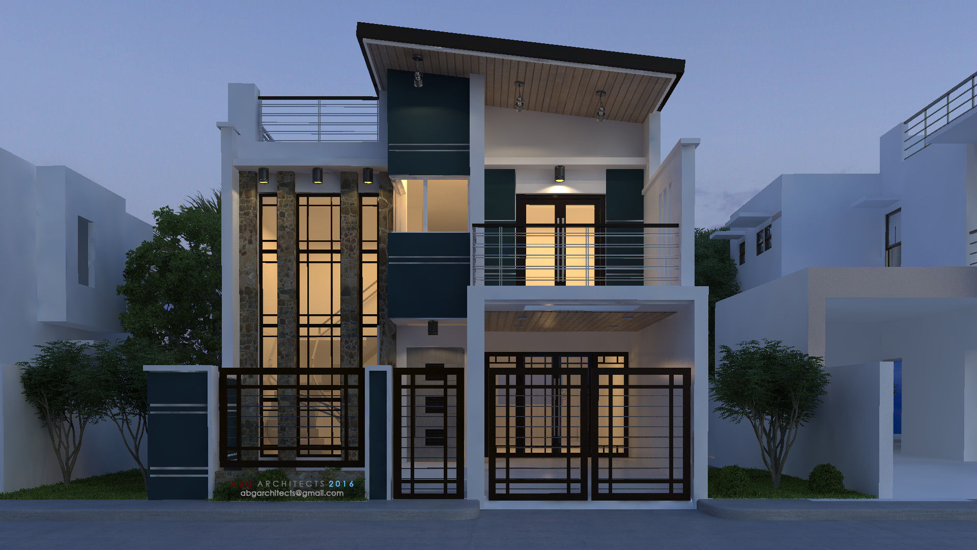 Proposed two storey residential building with a facade of mixed modern, contemporary, ABG Architects and Builders ABG Architects and Builders Casas de estilo moderno