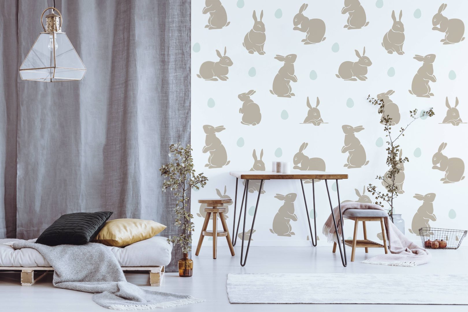 EASTER EGGS HUNTING Pixers Scandinavian style living room easter,living room