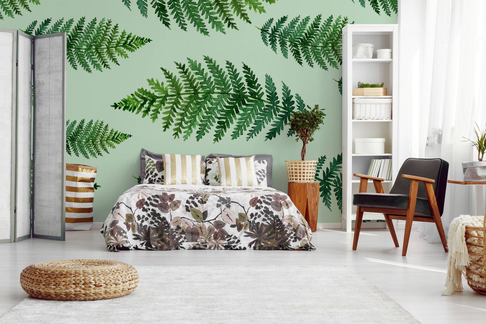 GREEN FERN IN THE BEDROOM Pixers İskandinav Yatak Odası