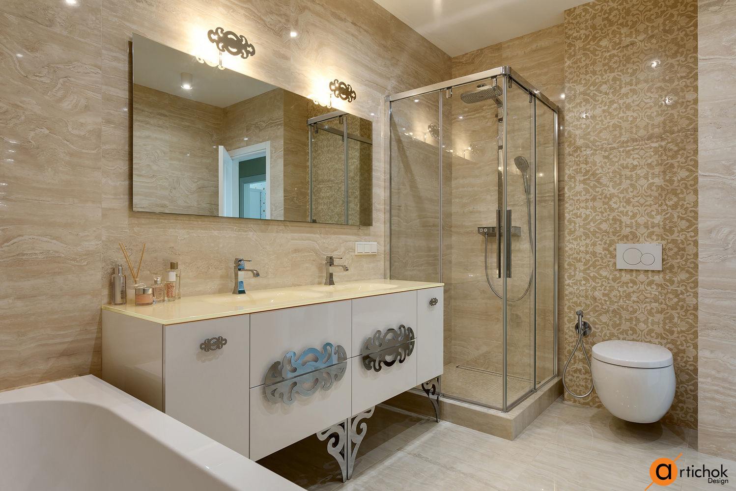 Минимализм в ЖК Парус, Artichok Design Artichok Design Minimalist bathroom Marble