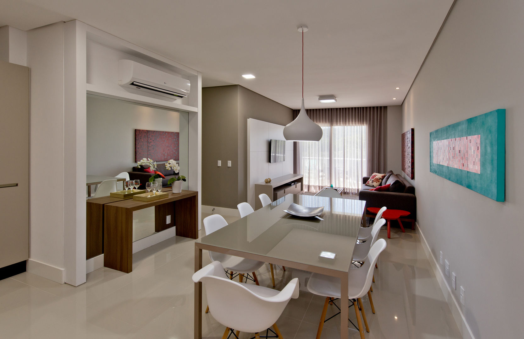 Apartamento de praia, Espaço do Traço arquitetura Espaço do Traço arquitetura Ruang Makan Modern