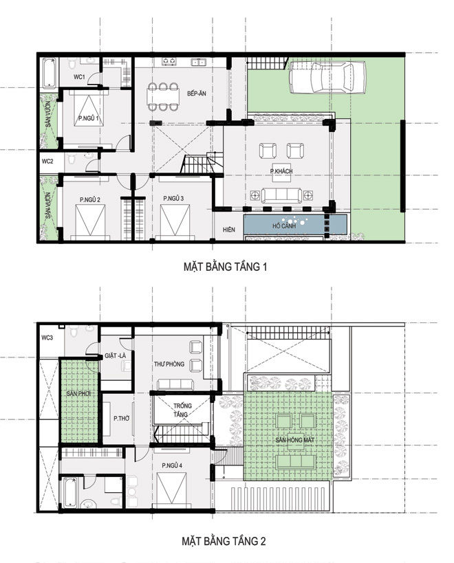 Bản vẽ thiết kế nhà phố 2 tầng đẹp Công ty TNHH Xây Dựng TM – DV Song Phát Nhà gia đình