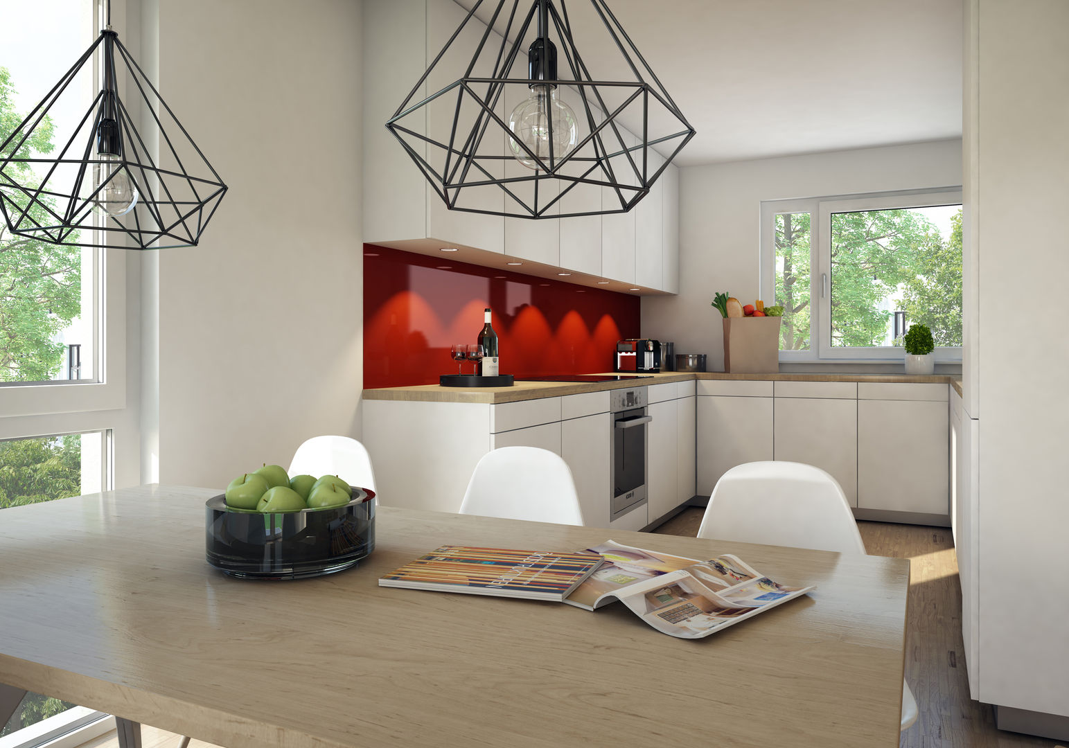 Wohnungen Bauträger 3D-Visualisierung, winhard 3D winhard 3D Cucina moderna