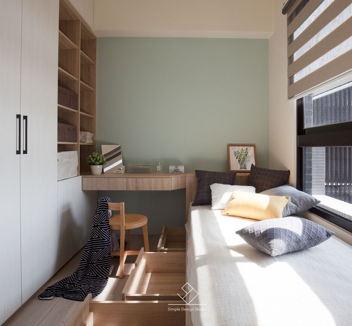 輕北歐紓壓宅, 極簡室內設計 Simple Design Studio 極簡室內設計 Simple Design Studio Kamar Tidur Gaya Skandinavia