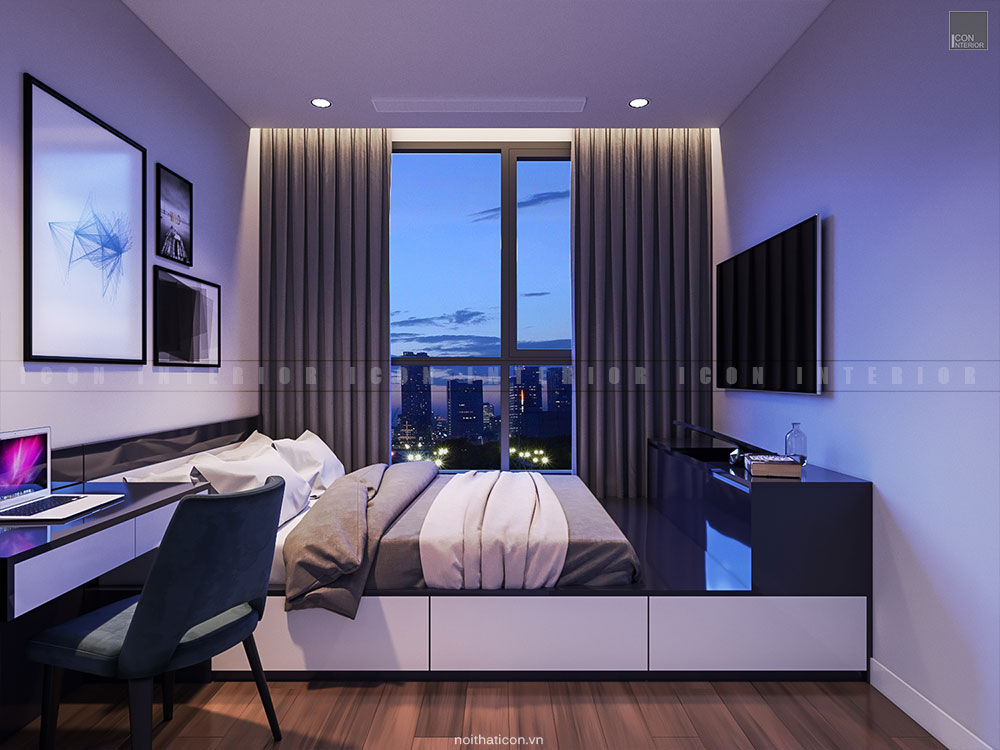 SẮC TRẮNG TRONG CĂN HỘ CHUNG CƯ CAO CẤP VINHOMES CENTRAL PARK, ICON INTERIOR ICON INTERIOR Modern style bedroom
