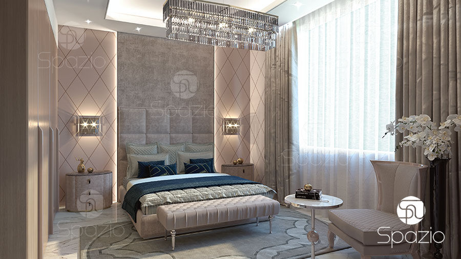 Modern luxury master bedroom interior design for a couple Spazio Interior Decoration LLC Modern style bedroom