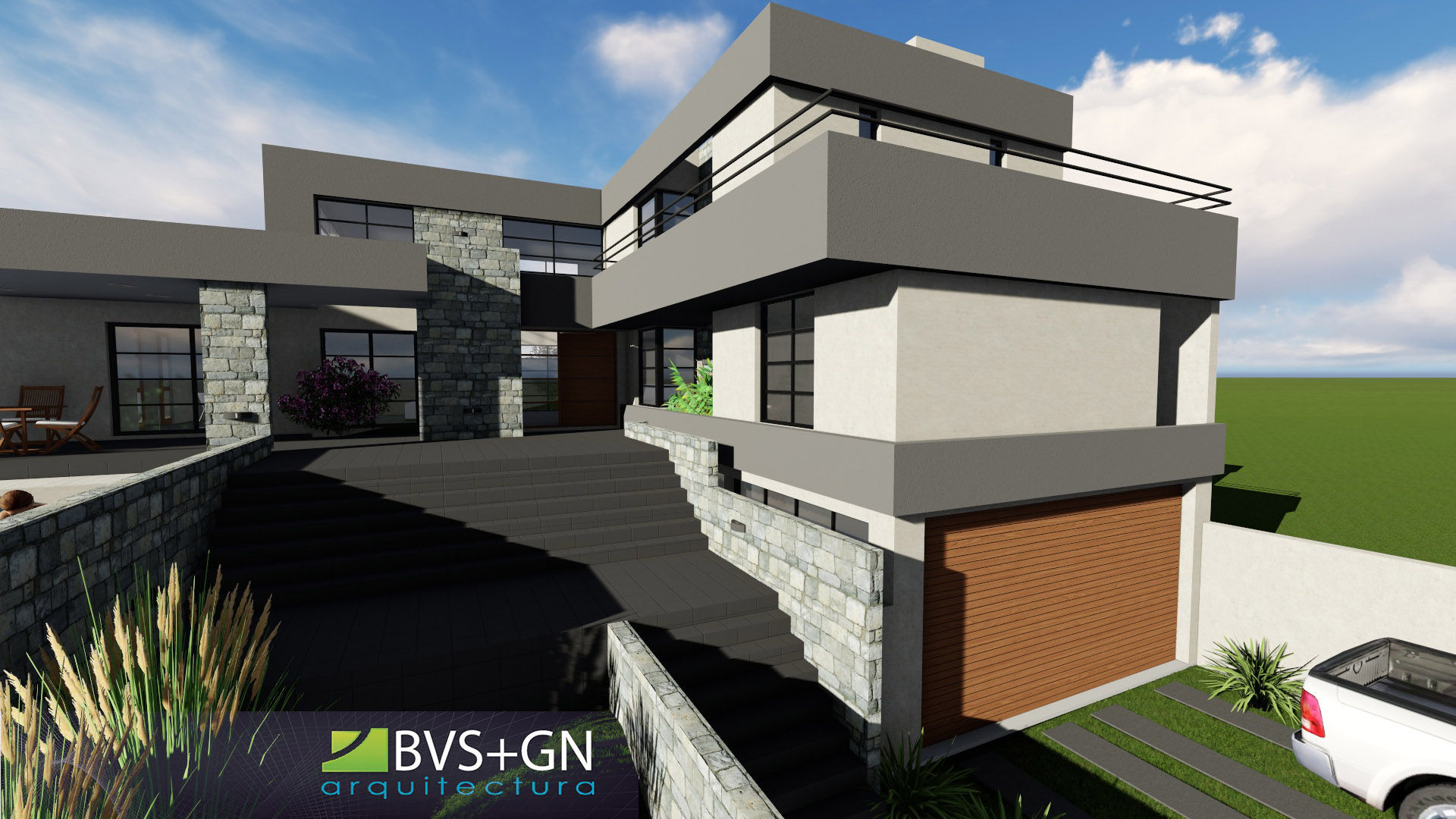 VIVIENDA VB, BVS+GN ARQUITECTURA BVS+GN ARQUITECTURA Дома в стиле модерн Камень