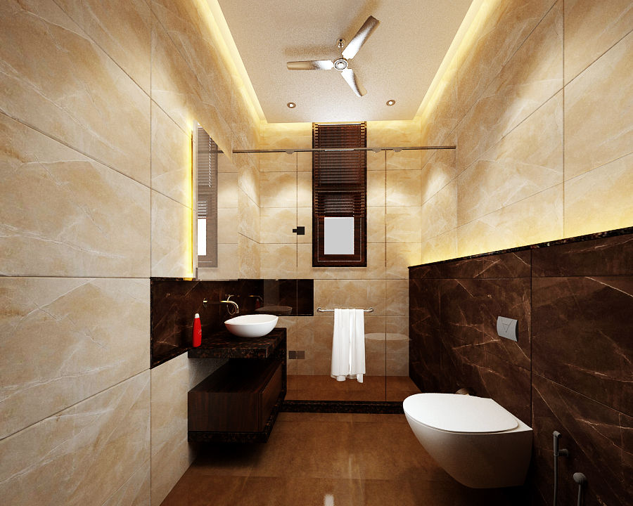Residence-Pinjaniji, KHOWAL ARCHITECTS + PLANNERS KHOWAL ARCHITECTS + PLANNERS Modern bathroom Plumbing fixture,Tap,Mirror,Property,Bathroom sink,Sink,Bathroom,Building,Wood,Interior design
