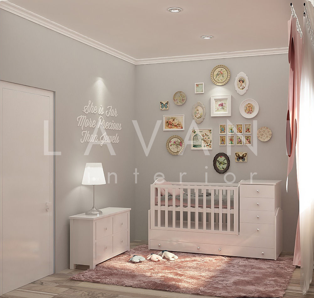 Shabby Chic Nursery Room, Lavani Interior Lavani Interior Nursery/kid’s room Wood Wood effect Beds & cribs