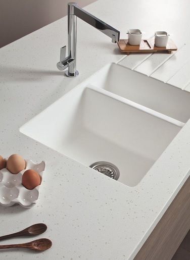 Beyaz Corian Eviye ve Corian Tezgah KREA Granit- Mutfak Banyo Tezgahları Modern kitchen Bench tops
