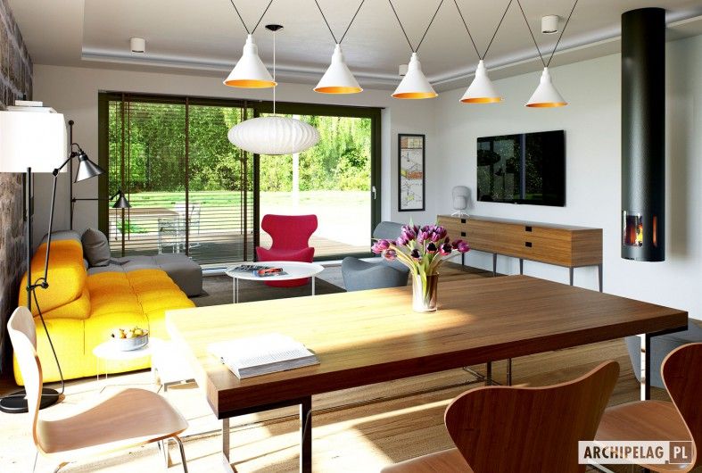 Sam II G2 ENERGO PLUS – nowoczesny dom z otwartą strefą dzienną i dwoma tarasami , Pracownia Projektowa ARCHIPELAG Pracownia Projektowa ARCHIPELAG Modern dining room