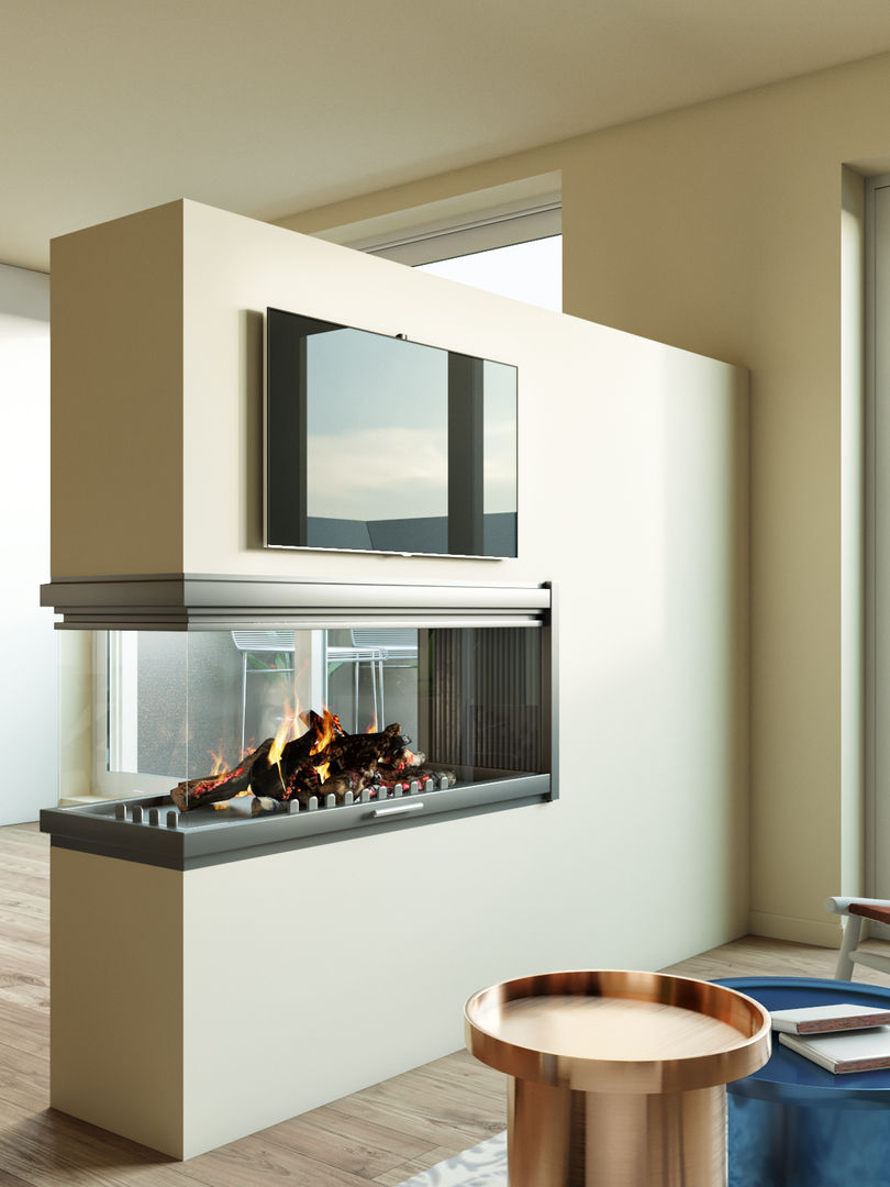 built-in fireplace Isabel Gomez Interiors Living room Fireplaces & accessories