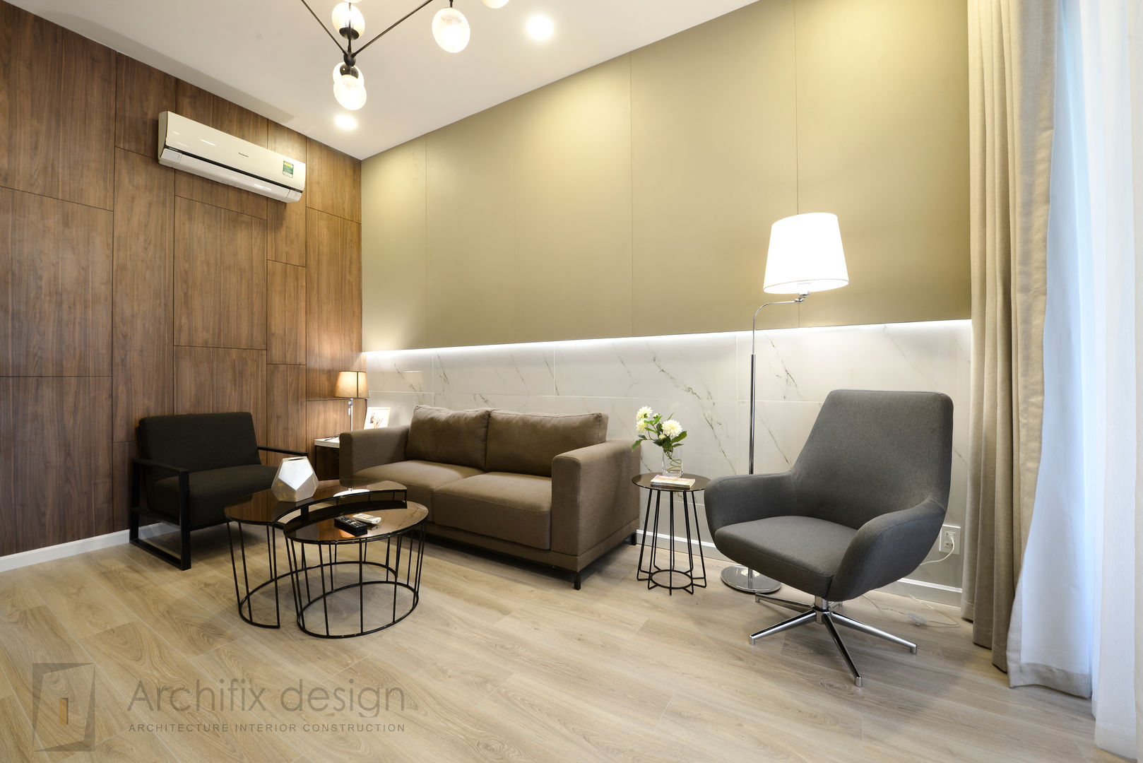 DỰ ÁN THIẾT KẾ THI CÔNG : CẢI TẠO NHÀ PHỐ - NHÀ Ở TƯ NHÂN, Archifix Design Archifix Design 现代客厅設計點子、靈感 & 圖片