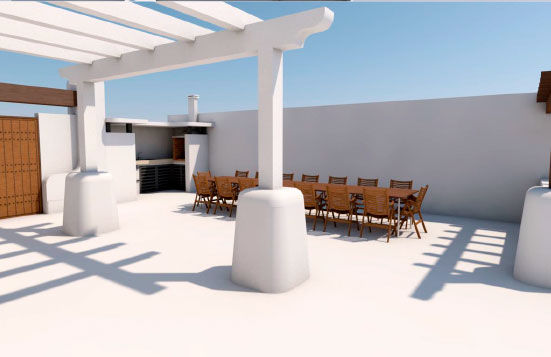 Terraza Pacheco & Asociados Balcones y terrazas de estilo mediterráneo terraza,estilo ibicenco,mobiliario de exterior