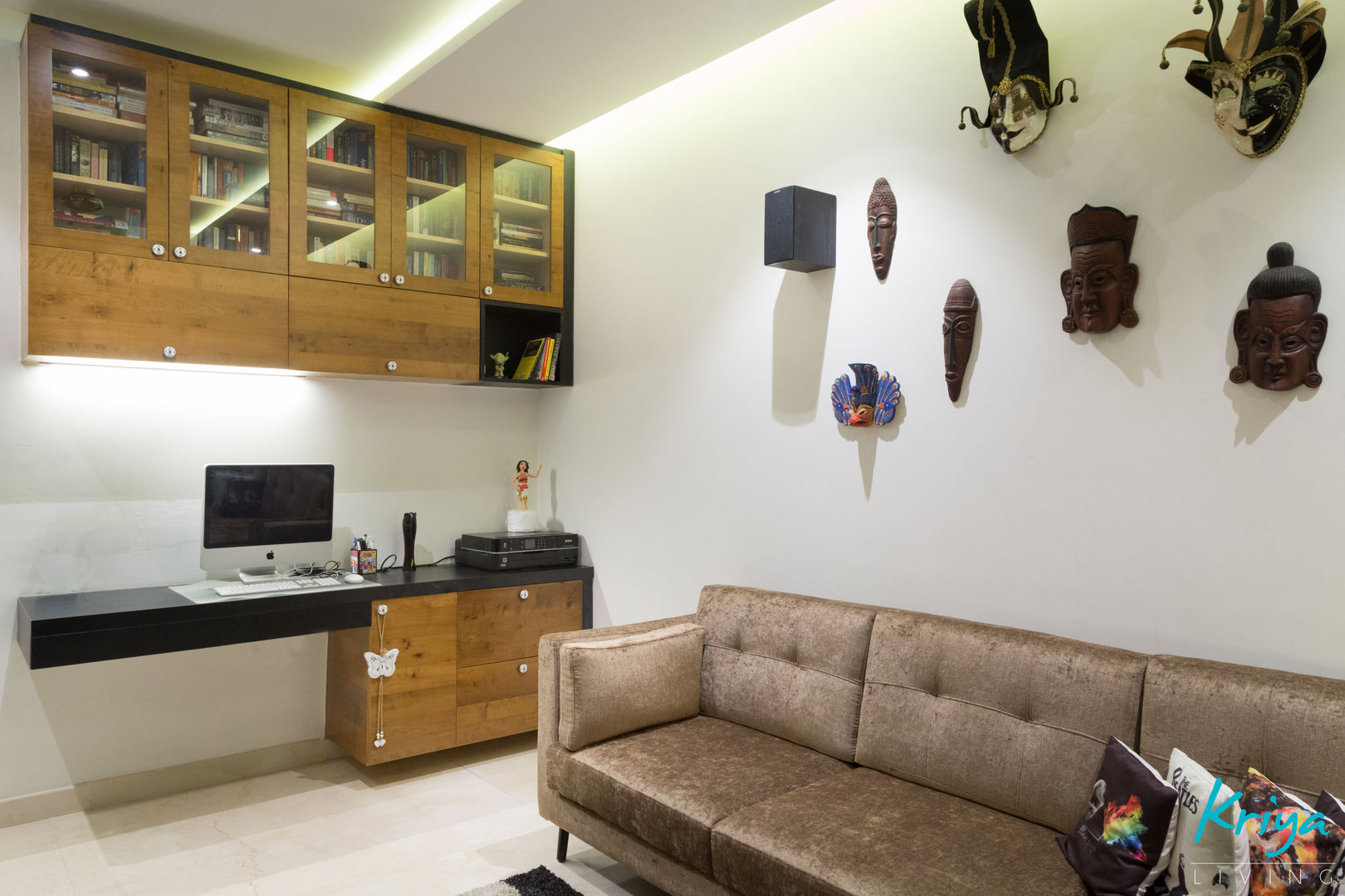 3 BHK Apartment - Raheja Pebble Bay, KRIYA LIVING KRIYA LIVING Nowoczesne domowe biuro i gabinet