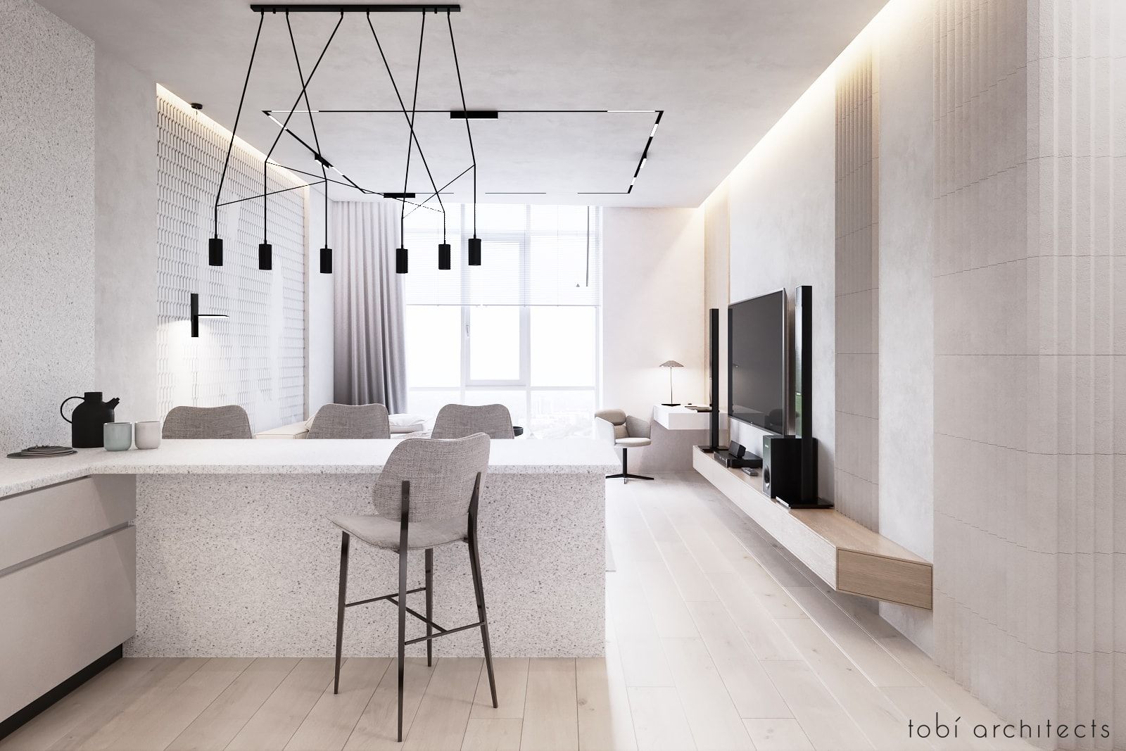 WHITE BREATH Tobi Architects Salon minimaliste