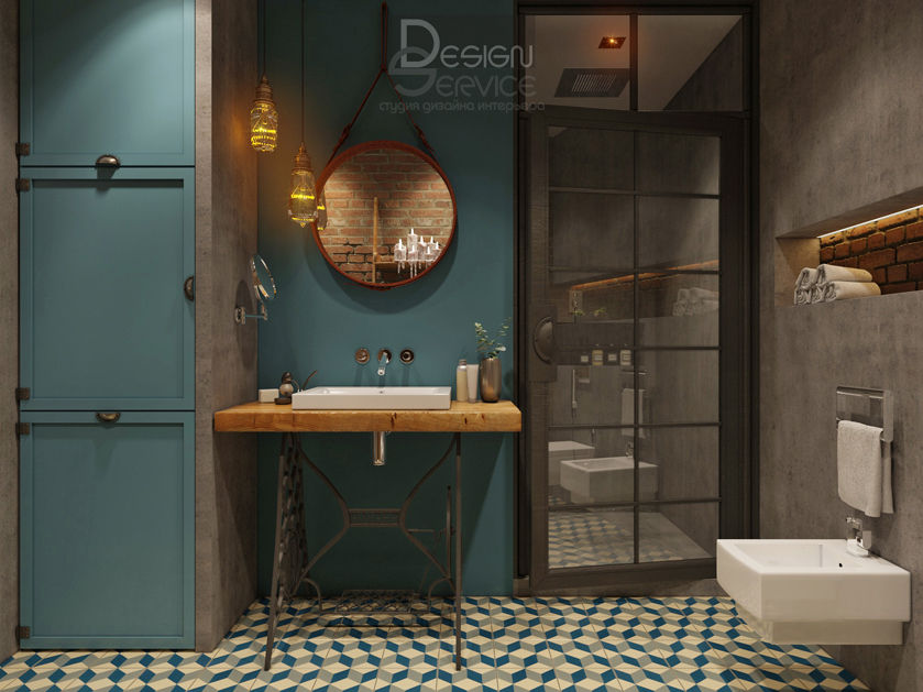 В духе брутального романтизма, Design Service Design Service Industrial style bathroom