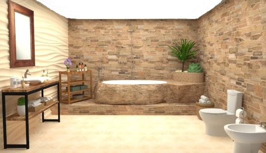 homify Salle de bain rustique Pierre