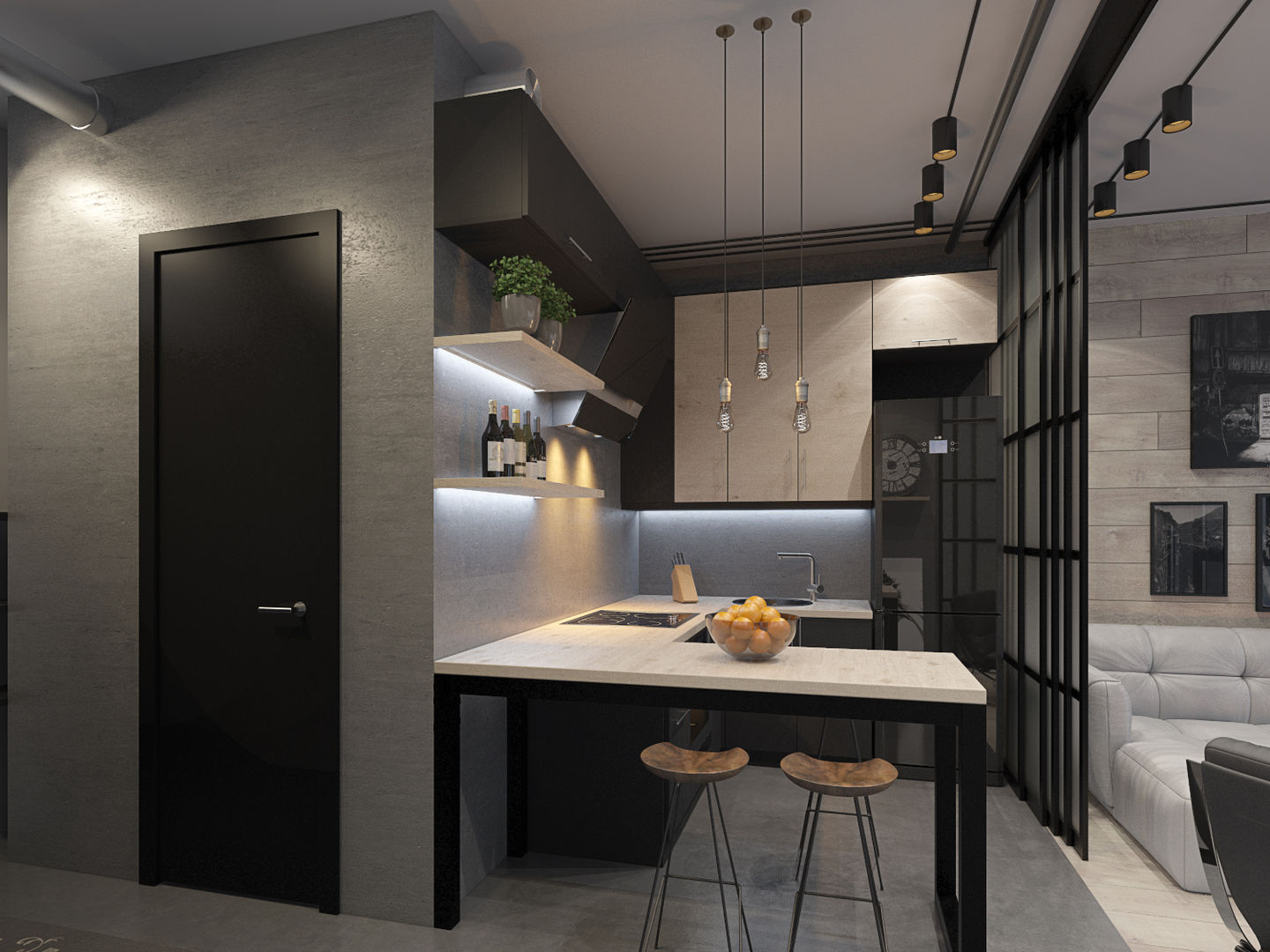 Дизайн-проект стильной квартиры-студии в Москве, design4y design4y Cocinas de estilo moderno