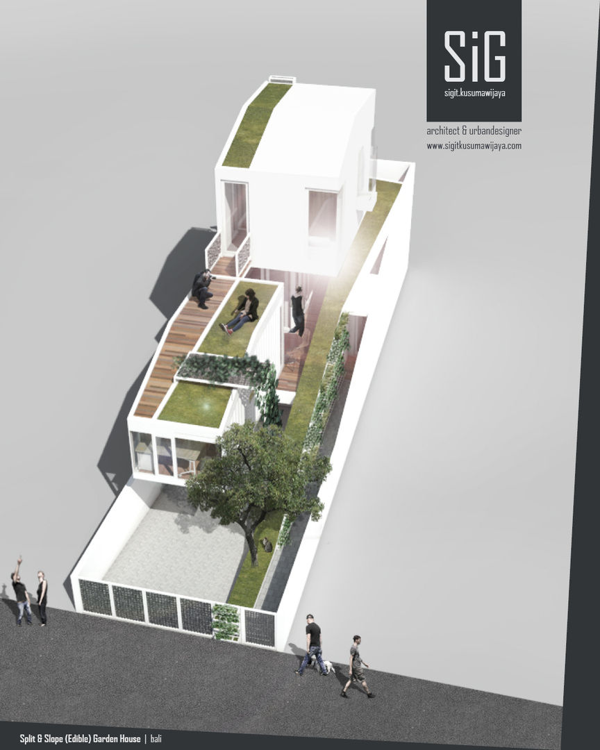 Split & Slope (Edible) Garden House, sigit.kusumawijaya | architect & urbandesigner sigit.kusumawijaya | architect & urbandesigner منزل عائلي صغير