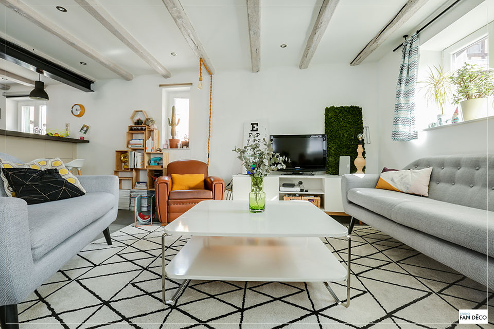 Une maison alsacienne à la décoration scandinave, Studio Fan Déco Studio Fan Déco Scandinavian style living room