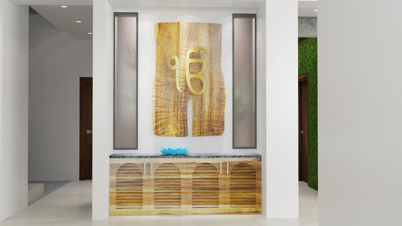 pooja design interior homify Modern Corridor, Hallway and Staircase