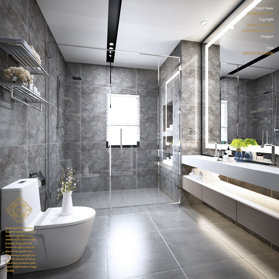 Semi-Detached Houses Design - Senibong Villa Johor,Malaysia, Enrich Artlife & Interior Design Sdn Bhd Enrich Artlife & Interior Design Sdn Bhd Modern bathroom