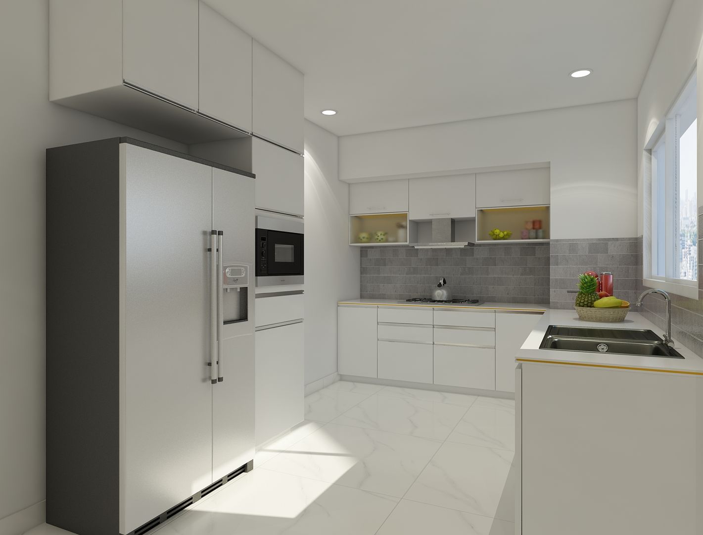 Modular kitchen in white Rhythm And Emphasis Design Studio Modern kitchen