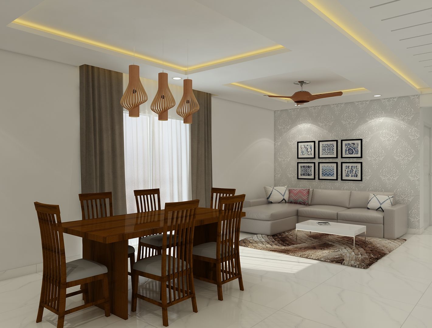 Dining room and living room Rhythm And Emphasis Design Studio Modern dining room