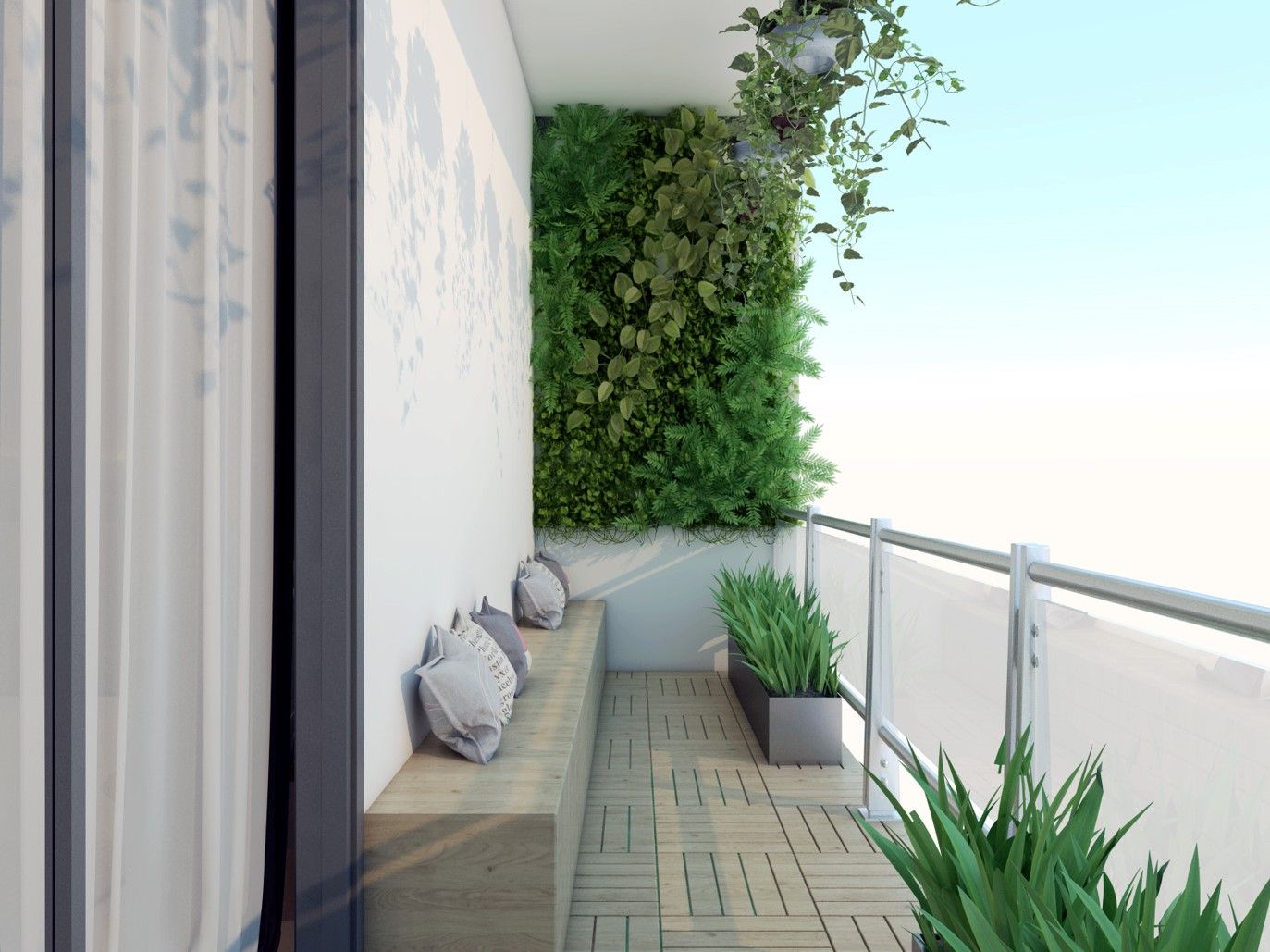 vertical gardening design in the balcony: modern by Rhythm And Emphasis Design Studio ,Modern