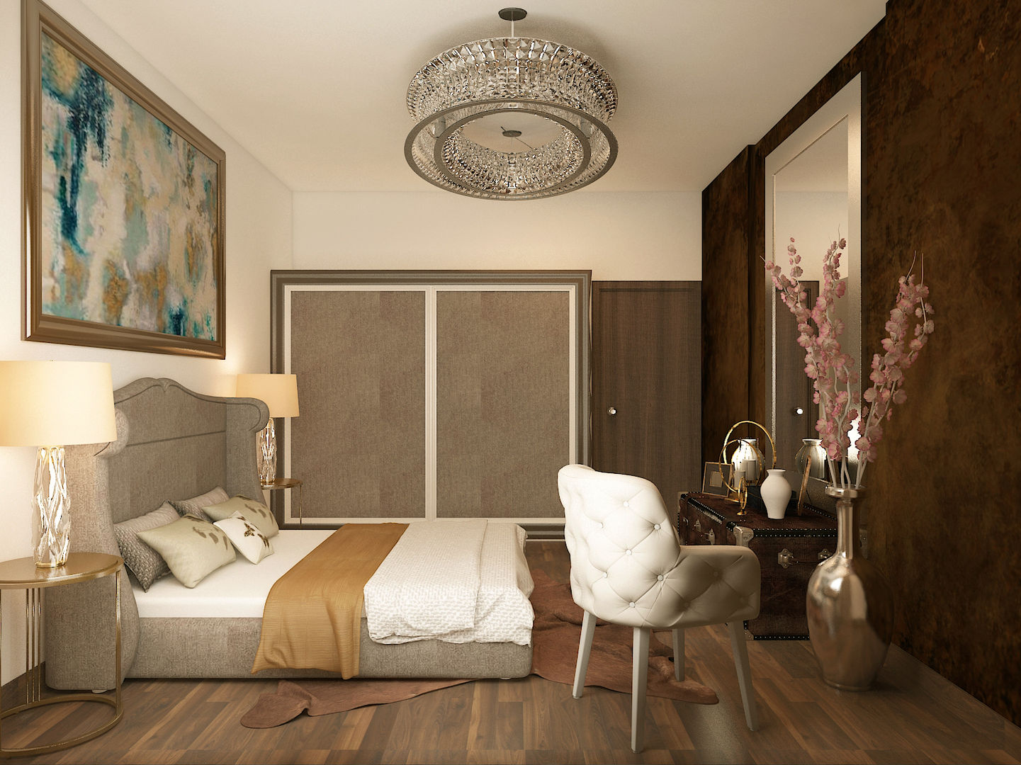 Luxurious contemporary bedroom Rhythm And Emphasis Design Studio Modern style bedroom