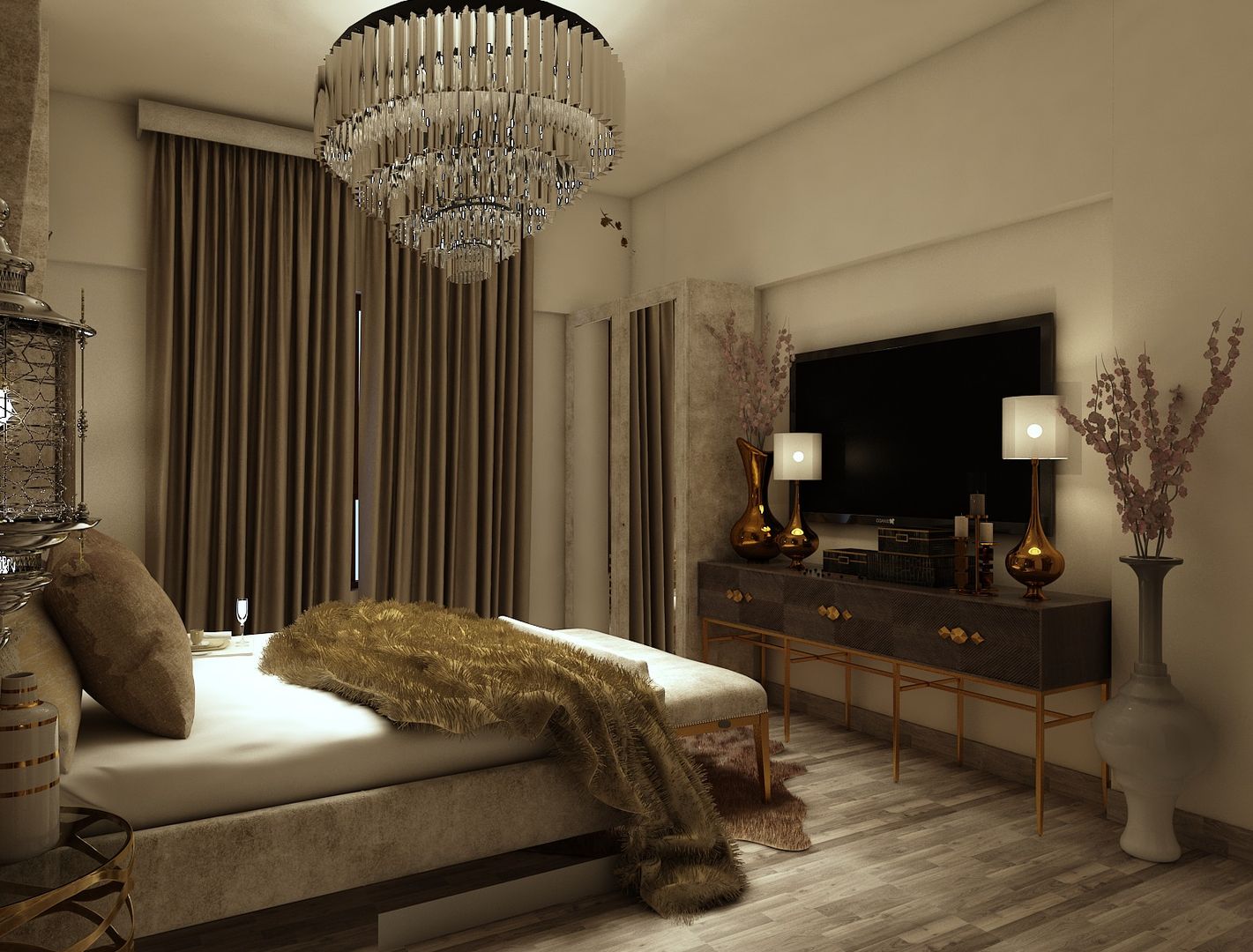 2BHK luxury contemporary flat interiors , Rhythm And Emphasis Design Studio Rhythm And Emphasis Design Studio Camera da letto moderna