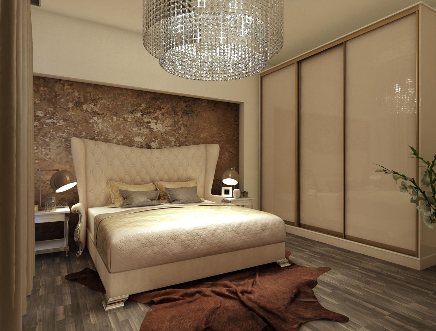 champange bedroom combination Rhythm And Emphasis Design Studio Modern style bedroom