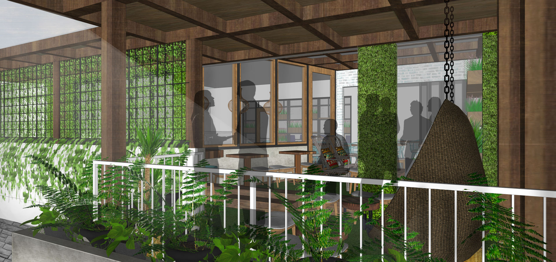 SAE Office & Kecik Kitchen I Concept, SAE Studio (PT. Shiva Ardhyanesha Estetika) SAE Studio (PT. Shiva Ardhyanesha Estetika) Tropical style balcony, veranda & terrace