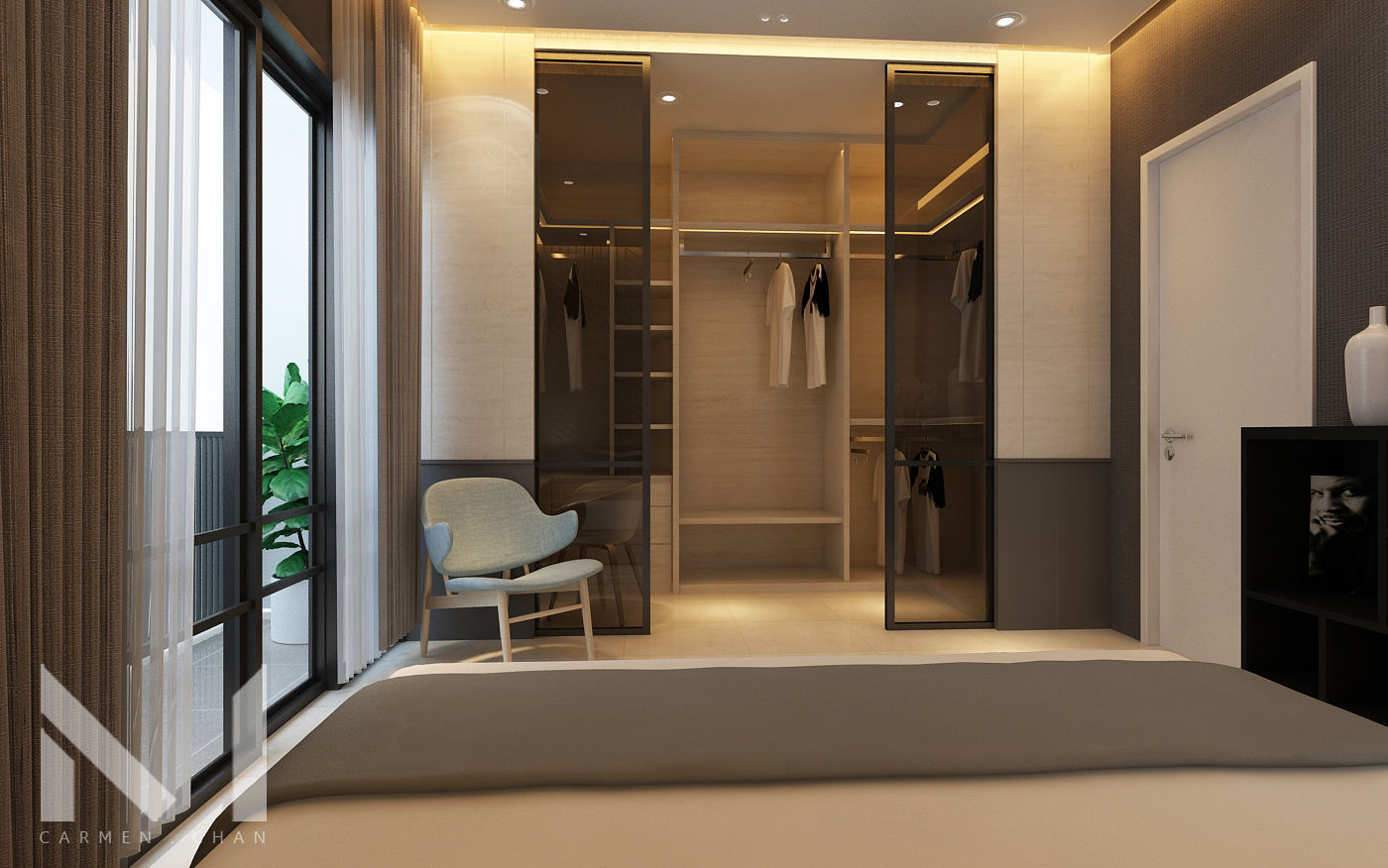 Master walk in wardrobe paneling Muse Studio Modern Dressing Room