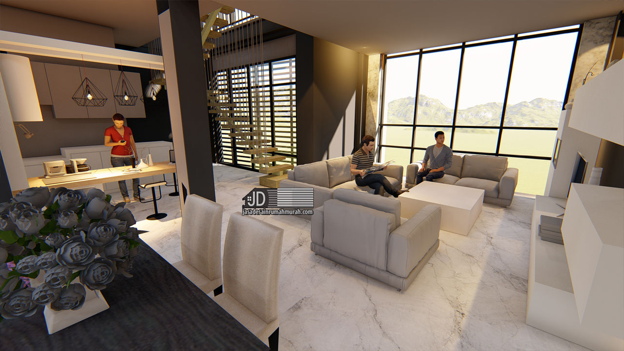 Desain Villa Bapak Agus Rudi di Malang, Jasa Desain Rumah Jasa Desain Rumah Küchenzeile Granit Weiß