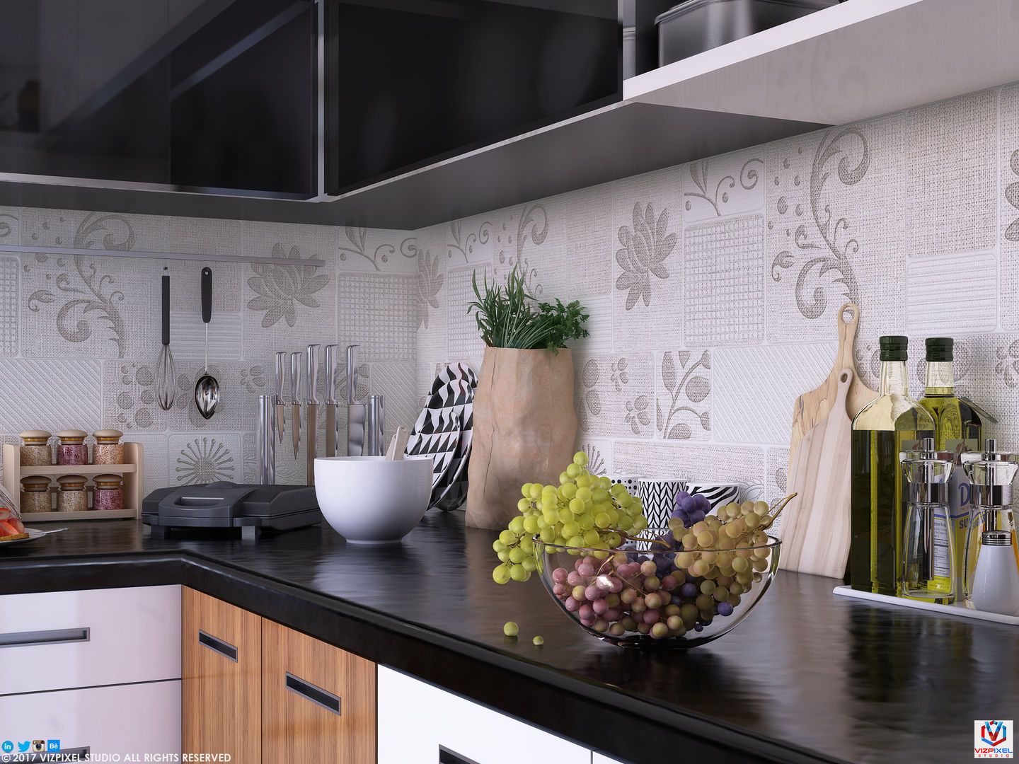 Kitchen, VIZPIXEL STUDIO VIZPIXEL STUDIO Кухня в стиле модерн Дерево Эффект древесины