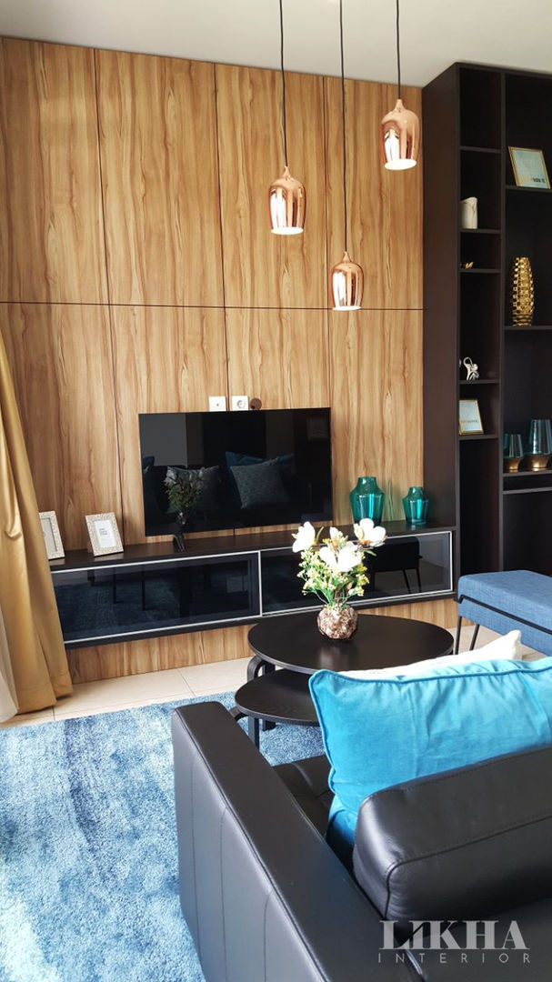 RUMAH MODERN KONTEMPORER di Kota Baru Parahyangan, Likha Interior Likha Interior Modern living room Plywood