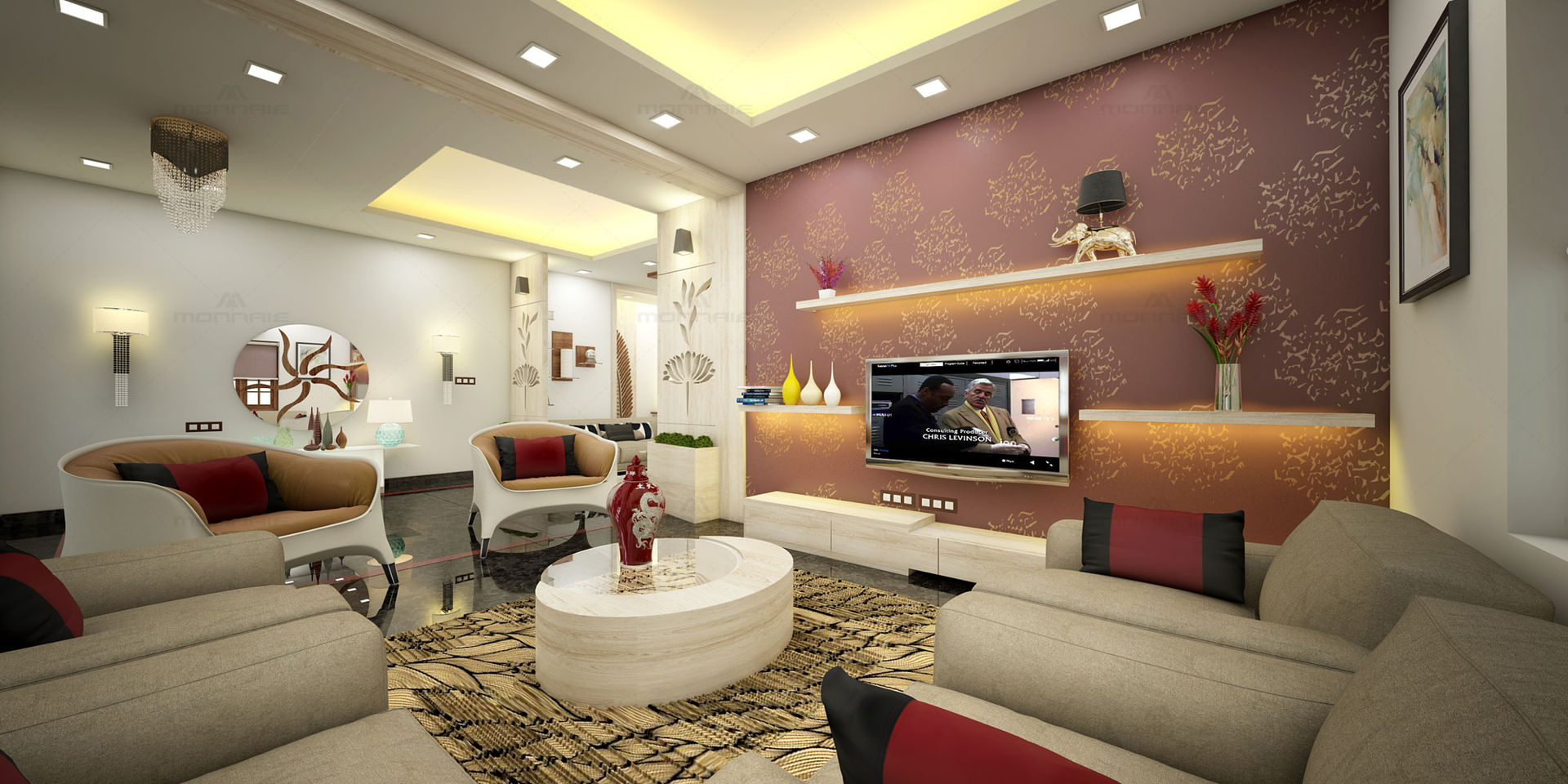 Latest House Designs in Kerala, Monnaie Interiors Pvt Ltd Monnaie Interiors Pvt Ltd Living room