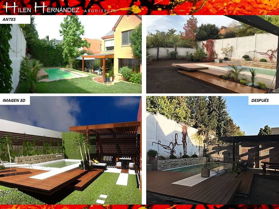 OBRAS RESALTANTES, HZ ARQUITECTOS SANTIAGO DISEÑO COCINAS JARDINES PAISAJISMO REMODELACIONES OBRA HZ ARQUITECTOS SANTIAGO DISEÑO COCINAS JARDINES PAISAJISMO REMODELACIONES OBRA Varandas, alpendres e terraços minimalistas Madeira Efeito de madeira