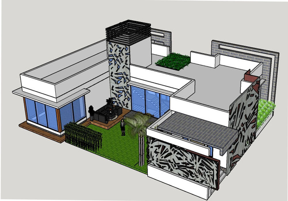 FARM HOUSE, Monoceros Interarch Solutions Monoceros Interarch Solutions Bungalows Bricks FARMHOUSE,modernarchitecture,turnkeycontractor,architecture,architectinahmedabad,architect,architectinsurat,architectinbaroda,contractorsinahmedab,contractorinbaroda,construction,bungalow