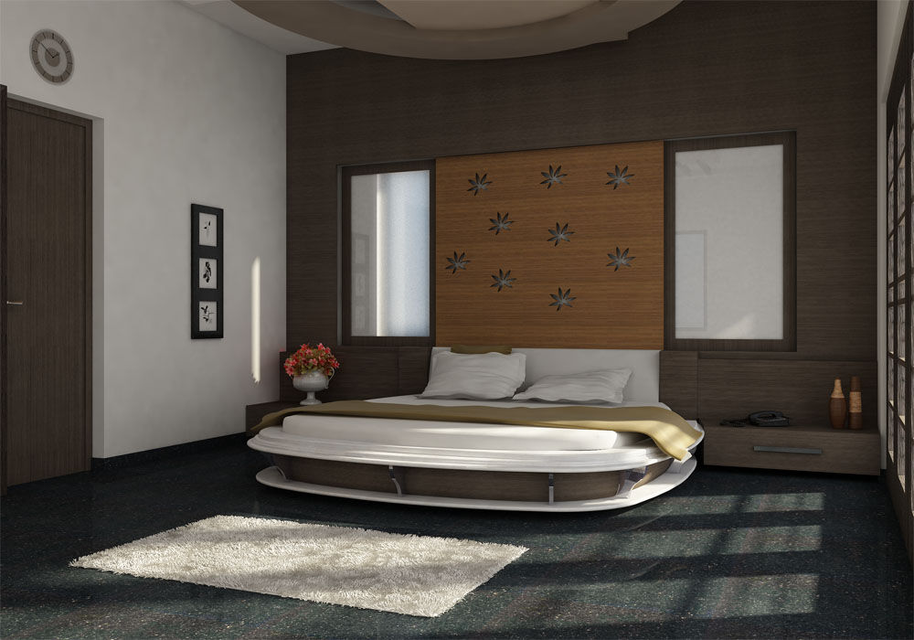 INTERIOR OF MASTERBEDROOM, Monoceros Interarch Solutions Monoceros Interarch Solutions غرفة نوم أبلكاش أسرة نوم