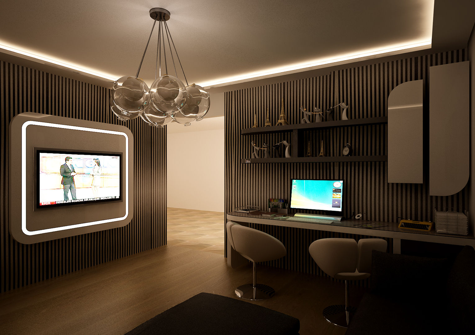 İstanbul'daki villanın 3D modellenmiş iç mekan tasarımları | homify