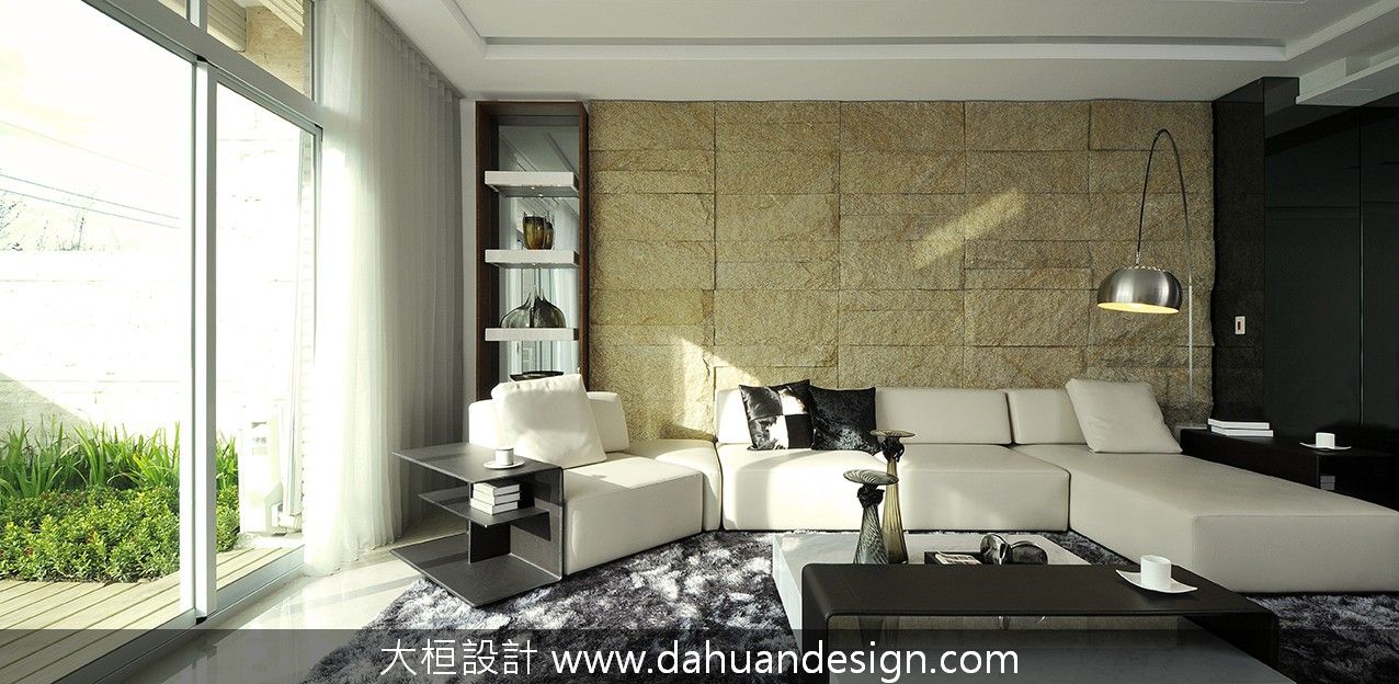 大桓設計-室內設計-極上之墅 大桓設計顧問有限公司 Modern Living Room Slate